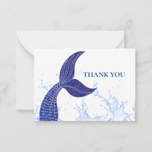 Tarjeta Pequeña Blue Tail Of Mermaid Gracias Card