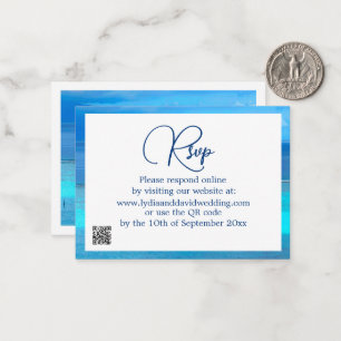 Tarjeta Pequeña Blue Tropical Ocean Destination Wedding RSVP