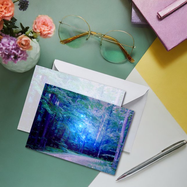 Tarjeta Pequeña Blue Twilight Firefly Glow Fantasy Woods (Subido por el creador)