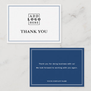 Tarjeta Pequeña Blue Two Border Business Logo Agradecimiento
