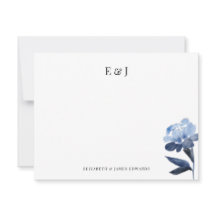 Blue Watercolor Classic Elegant Couple Initials
