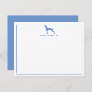 Tarjeta Pequeña Blue Weimaraner Dog Modern Border Stationery