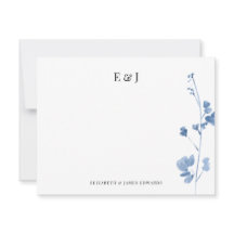 Blue Wildflowers Classic Elegant Couple Initials