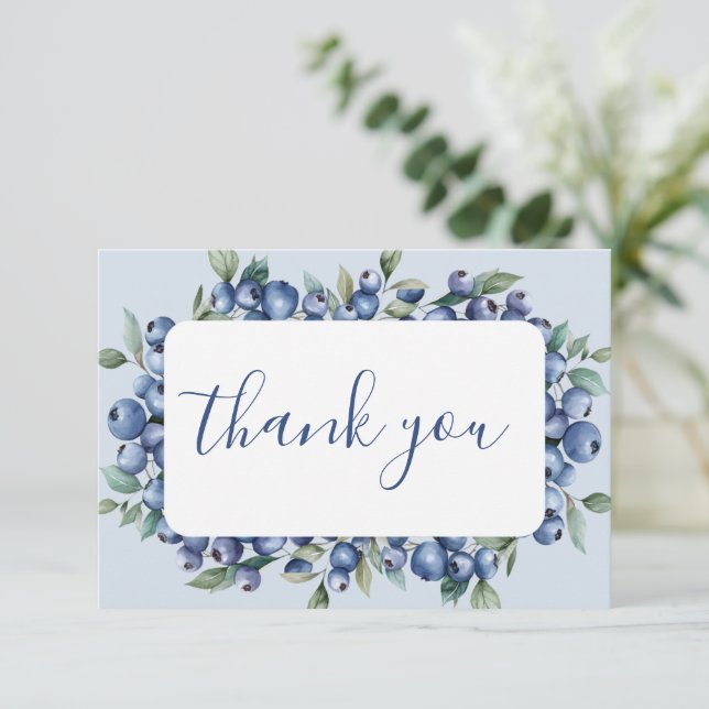 Tarjeta Pequeña Blueberry Baby Shower Thank You (Anverso de pie)
