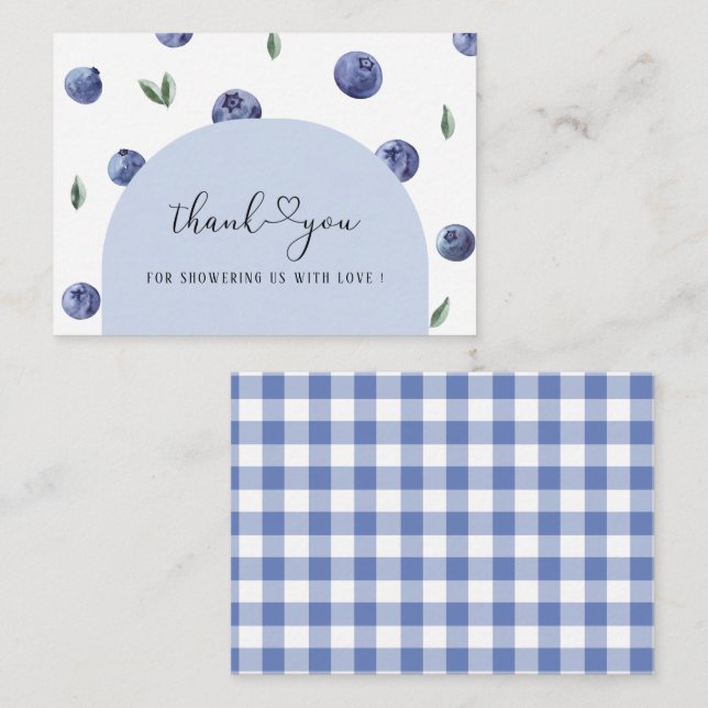 Tarjeta Pequeña Blueberry One Birday Boy Gracias, nena (Anverso / Reverso)