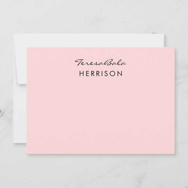 Tarjeta Pequeña Blush Pink | Modern Minimalist Monogram Design (Anverso)