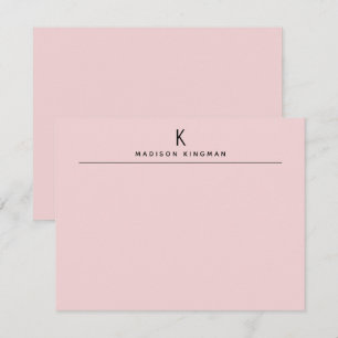 Tarjeta Pequeña Blush Rosa Chic Moderno Monograma Nombre Inicial