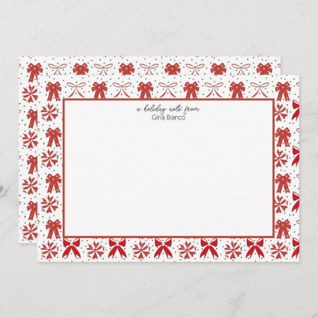 Tarjeta Pequeña Bocas de Navidades rojos y blancos (Anverso / Reverso)