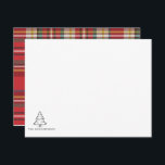 Tarjeta Pequeña Boceto de árbol de Navidad Plaid personalizado de<br><div class="desc">Tarjeta de nota de monograma de árbol de Navidad esbozado Nombre de familia de vacaciones que puede personalizar fácilmente. Cambie fácilmente el fondo,  el color del texto,  las fuentes o el fondo haciendo clic en el botón "Personalizar esto"</div>