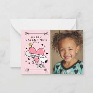 Tarjeta Pequeña Boceto de Snoopy y Woodstock Corazón San Valentín