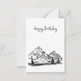 Tarjeta Pequeña boceto en blanco y negro de montañas