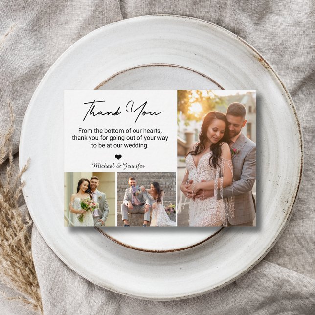 Tarjeta Pequeña boda 3 collage de fotos simple moderno (Subido por el creador)