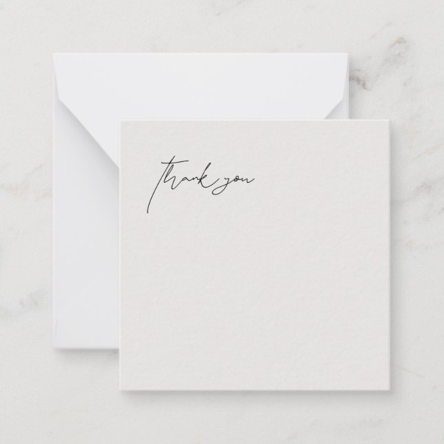 Tarjeta Pequeña Boda Beige-Blank contemporáneo Gracias (Anverso)