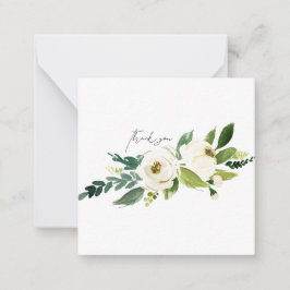 Tarjeta Pequeña Boda Blanca Floral Elegante Blank Gracias