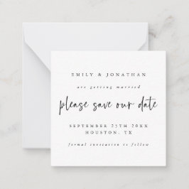Tarjeta Pequeña Boda Blanca Negra Salva La Fecha