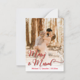 Tarjeta Pequeña boda casada y alegre caligrafía roja