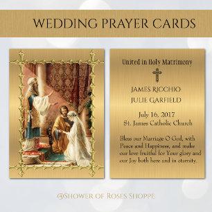 Tarjeta Pequeña Boda católica a favor de la sagrada carta novia Gr