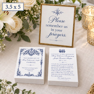 Tarjeta Pequeña Boda católica con monograma y ángeles marianos
