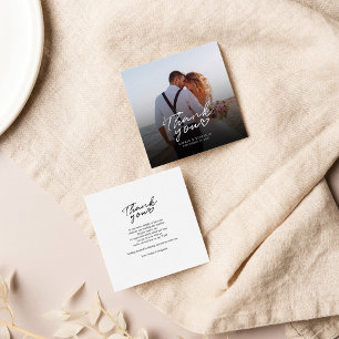 Tarjeta Pequeña Boda con foto de presupuesto a mano Gracias