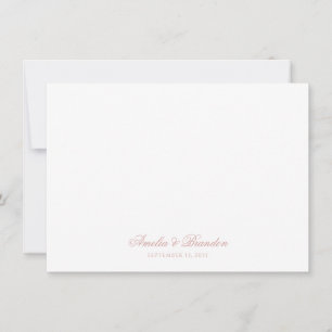 Tarjeta Pequeña Boda con letra de caligrafía rosa polvorienta mini