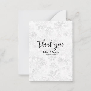 Tarjeta Pequeña Boda Copo de Nieve de Invierno Gracias
