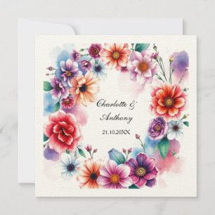 Tarjeta Pequeña Boda Creative Floral Nombres de pareja y fecha