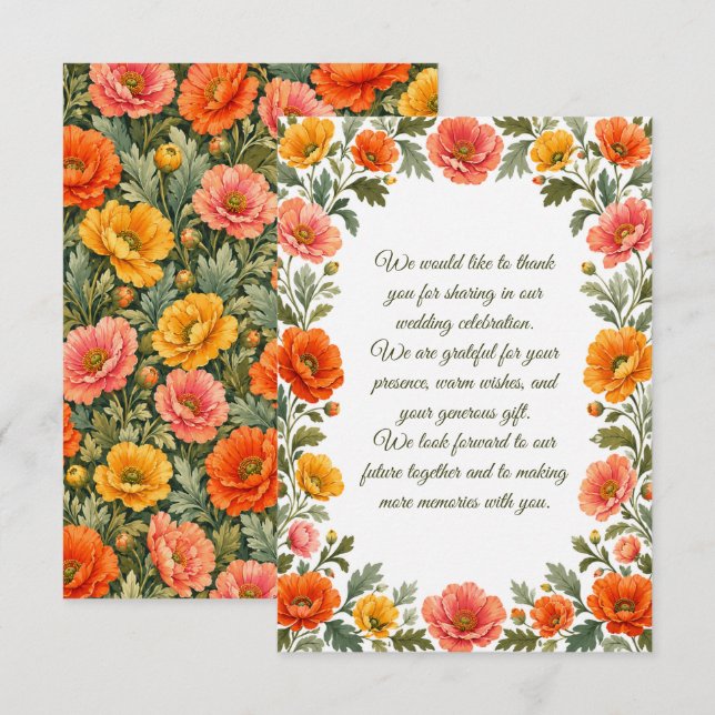 Tarjeta Pequeña Boda de amapolas (Anverso / Reverso)