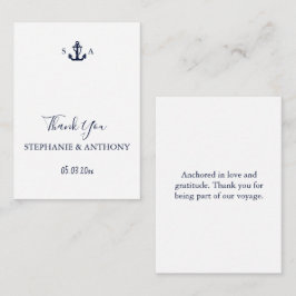 Tarjeta Pequeña Boda de ancla azul de la Marina Náutica monográfic