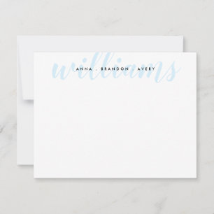 Tarjeta Pequeña Boda de apellido Pareja Guión azul claro