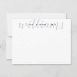 Tarjeta Pequeña Boda De Apellidos Familia Guión Gris Plateado