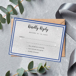 Tarjeta Pequeña Boda de arco elegante azul real plateado azul meta