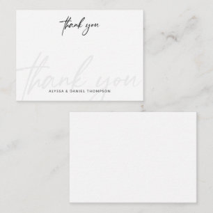 Tarjeta Pequeña Boda de caligrafía minimalista Agradecimiento senc