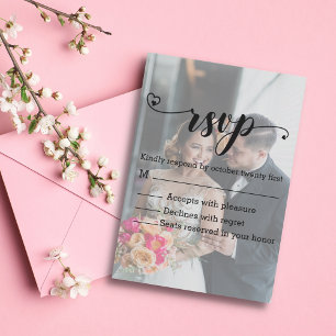 Tarjeta Pequeña boda de caligrafía moderna de rsvp moda de foto de
