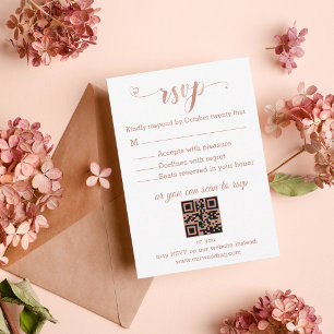 Tarjeta Pequeña boda de código qr de script rosa elegante rsvp
