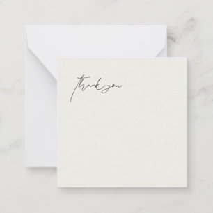 Tarjeta Pequeña Boda de Cream en Blanco Contemporáneo Gracias