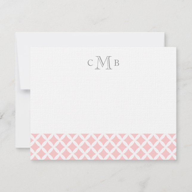 Tarjeta Pequeña Boda de diamantes rosa claro Monograma Stationery (Anverso)