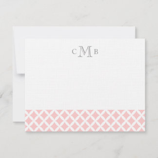 Tarjeta Pequeña Boda de diamantes rosa claro Monograma Stationery