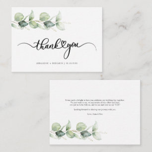 Tarjeta Pequeña Boda de Eucalyptus a Mano de Presupuesto Gracias