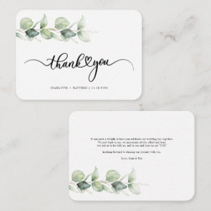 Tarjeta Pequeña Boda de Eucalyptus a Mano de Presupuesto Gracias