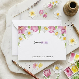Tarjeta Pequeña Boda de Flores Acuarela Minimalista Elegante