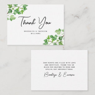Tarjeta Pequeña BODA de follaje Ivy Green