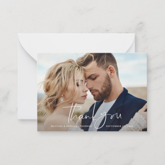 Tarjeta Pequeña boda de foto presupuesto gracias cítrico botánico (Anverso)