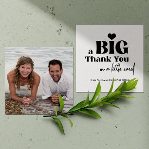 Tarjeta Pequeña Boda de fotografía de tipografía audaz gracias