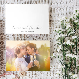 Tarjeta Pequeña Boda de fotos de escritura minimalista: Gracias po