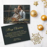 Tarjeta Pequeña boda de fotos mr&mrs con un oro mínimo alegre<br><div class="desc">boda de fotos de lujosos oro alegres navidades mr&mrs Tarjeta de dos caras,  en el mensaje de vacaciones de fondo</div>