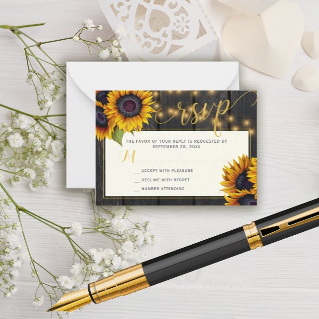 Tarjeta Pequeña Boda de girasol ruso elegante Gabinete RSVP (Subido por el creador)