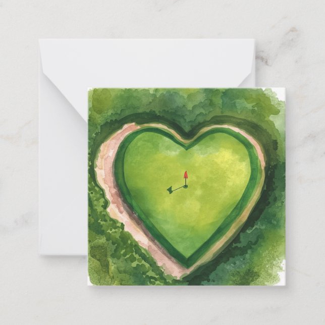 Tarjeta Pequeña Boda de golf forma de corazón de golf  (Anverso)