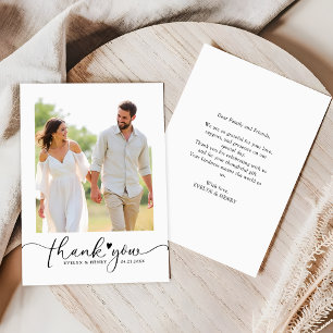 Tarjeta Pequeña Boda de guiones minimalistas Foto presupuesto Grac