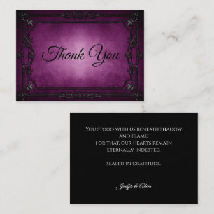 Tarjeta Pequeña Boda de Halloween alternativa gótica de color púrp
