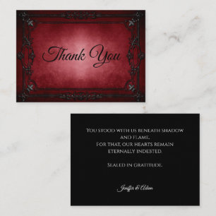 Tarjeta Pequeña Boda de Halloween alternativa gótica de rojo oscur